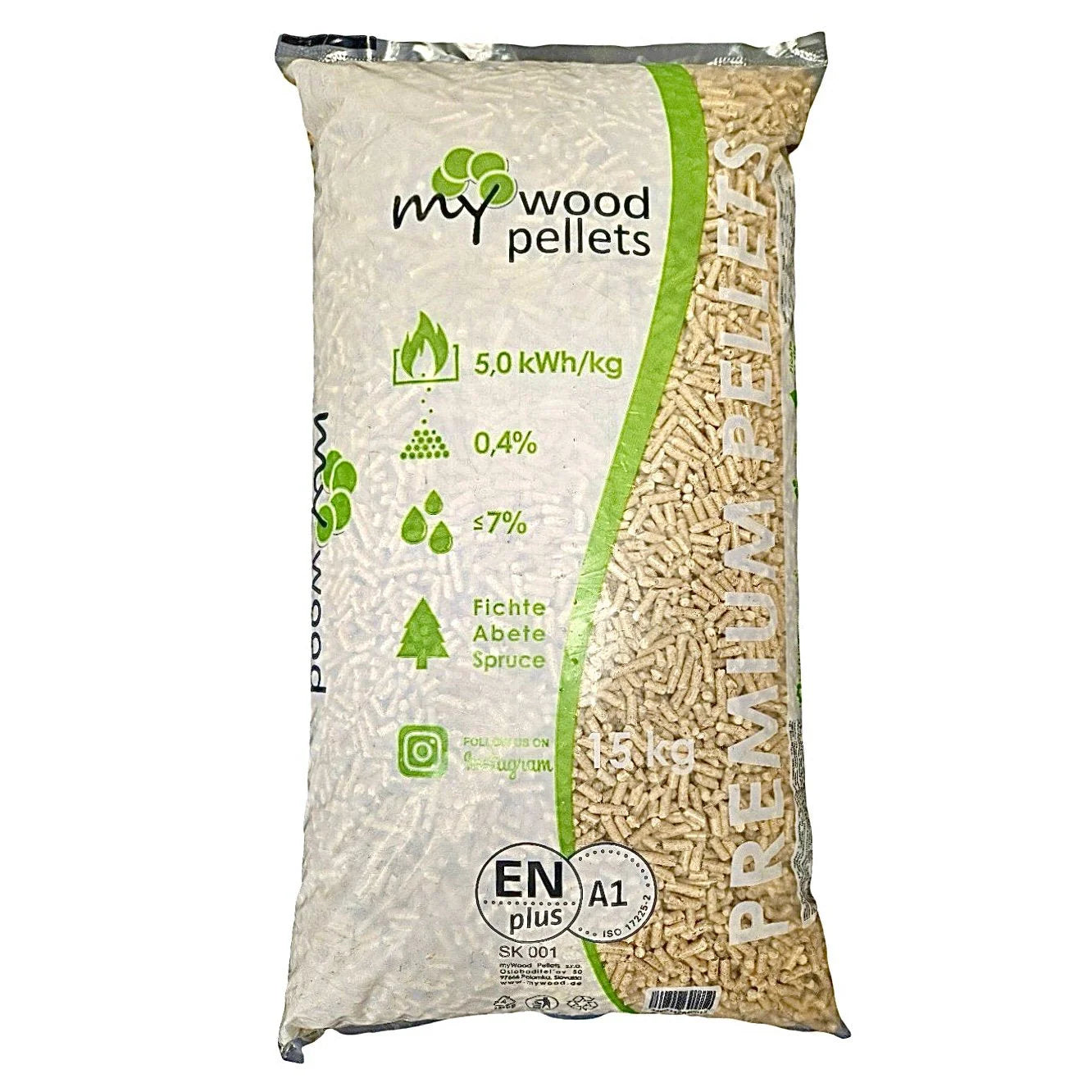 Pellet mywood 15 kg abete bianchissimo 70 sacchi